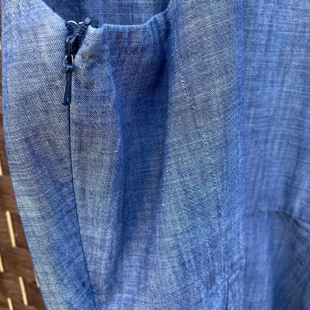 Banana Republic Dress Chambray Blue Fit and Flare Cotton Minimal Women's Size 6 - Picture 5 of 11
